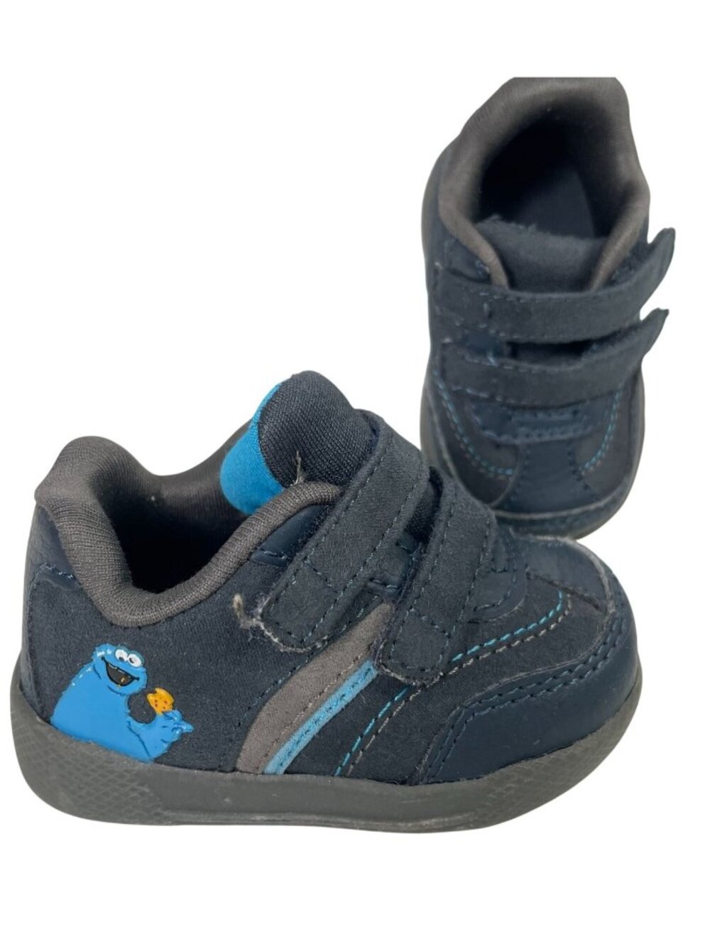 123 Sesame Street Cookie Monster Baby Boy Shoes Size 2W Dark Blue Sneaker Casual